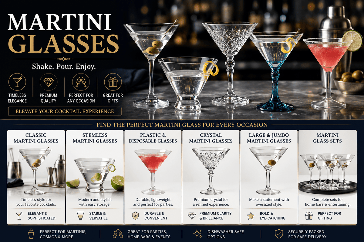 Martini Glasses vs Whiskey, Champagne, and Wine Glasses Compared - My Kitchen Products