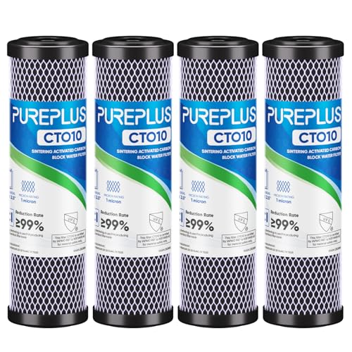 1 Micron 2.5" x 10" Whole House CTO Carbon Water Filter Cartridge Replacement for Under Sink Water Filter System, Dupont WFPFC8002, WFPFC9001, FXWTC, SCWH-5, WHEF-WHWC, WHCF-WHWC, AMZN-SCWH-5, 4Pack - My Kitchen Products