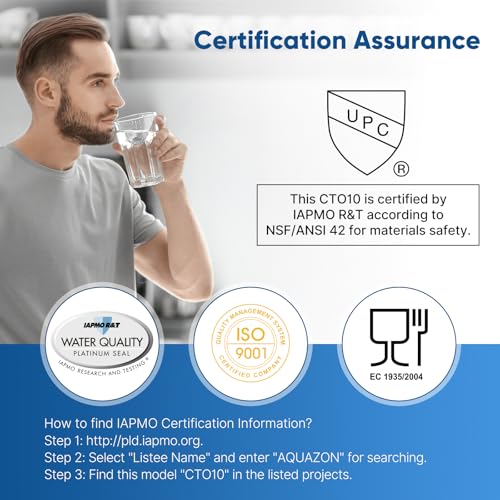 1 Micron 2.5" x 10" Whole House CTO Carbon Water Filter Cartridge Replacement for Under Sink Water Filter System, Dupont WFPFC8002, WFPFC9001, FXWTC, SCWH-5, WHEF-WHWC, WHCF-WHWC, AMZN-SCWH-5, 4Pack - My Kitchen Products