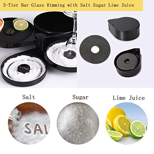 1 Pack 3 Tier Bar Glass Rimmer for Margarita and Cocktail, Bartender Tool,Salt Box Spice Container - My Kitchen Products