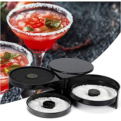 1 Pack 3 Tier Bar Glass Rimmer for Margarita and Cocktail, Bartender Tool,Salt Box Spice Container - My Kitchen Products