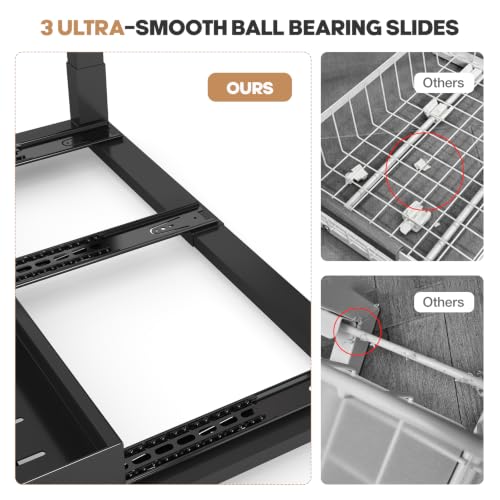 1 Pack Expandable Under Sink Organizers And Storage With Upgrade Ball-Bearing Slide Tracks,2-Tier Pull Out Under Cabinet Organizer Height Adjustable,Slide Out Under Sink Drawers-Black(Patent Pending) - My Kitchen Products