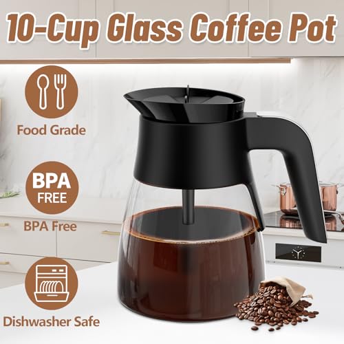 10 Cup Coffee Pot Replacement for Ninja Coffee Maker CM401 CM371 CP301 CM300 CM400 CF091, Glass Carafe Replacement with Brew-Through Lid, Ninja Coffee Pot Replacement with Sturdy Handle - My Kitchen Products