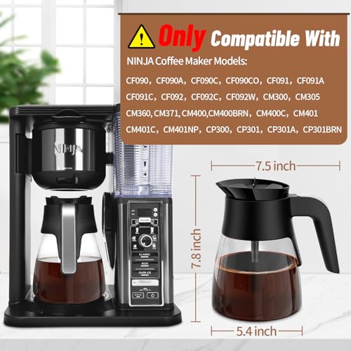 10 Cup Coffee Pot Replacement for Ninja Coffee Maker CM401 CM371 CP301 CM300 CM400 CF091, Glass Carafe Replacement with Brew-Through Lid, Ninja Coffee Pot Replacement with Sturdy Handle - My Kitchen Products