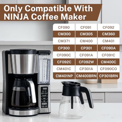 10 Cup Coffee Pot Replacement for Ninja Coffee Maker CM401 CM400 CM300 CP301 CF091, 50 oz Glass Carafe Replacement with Brew-Through Lid & Ergonomic Handle, Fits Ninja Specialty Coffee Makers - My Kitchen Products