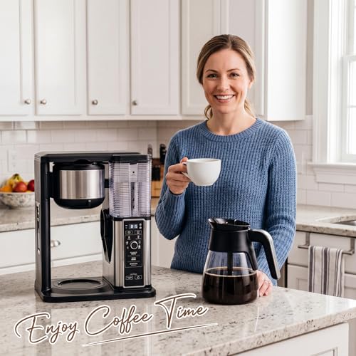 10 Cup Coffee Pot Replacement for Ninja Coffee Maker CM401 CM400 CM300 CP301 CF091, 50 oz Glass Carafe Replacement with Brew-Through Lid & Ergonomic Handle, Fits Ninja Specialty Coffee Makers - My Kitchen Products