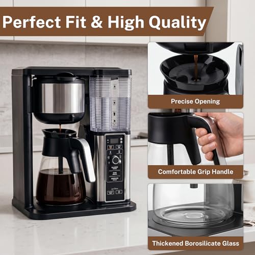 10 Cup Coffee Pot Replacement for Ninja Coffee Maker CM401 CM400 CM300 CP301 CF091, 50 oz Glass Carafe Replacement with Brew-Through Lid & Ergonomic Handle, Fits Ninja Specialty Coffee Makers - My Kitchen Products