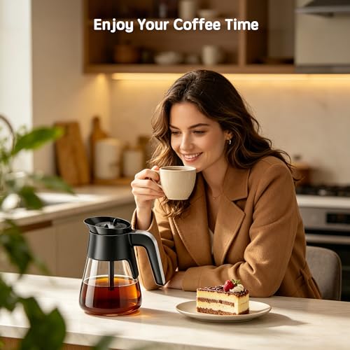 10 Cup Replacement Coffee Pot, Premium Glass Carafe for Ninja Coffee Maker, with Brew-Through Lid and Strong Handle, Fits CM401 CM371 CP301 CM300 CM400 CF091 - My Kitchen Products