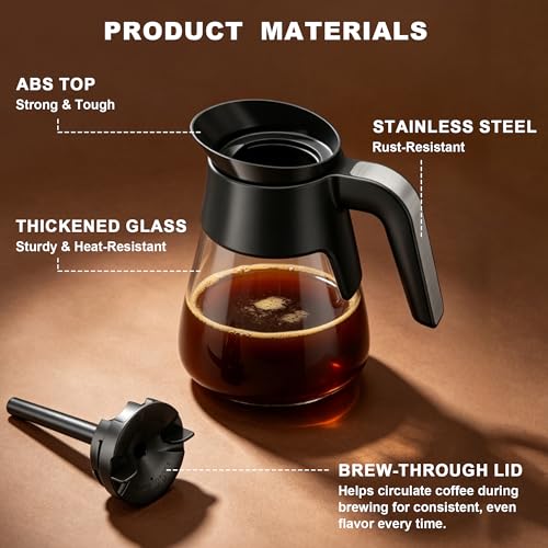 10 Cup Replacement Coffee Pot, Premium Glass Carafe for Ninja Coffee Maker, with Brew-Through Lid and Strong Handle, Fits CM401 CM371 CP301 CM300 CM400 CF091 - My Kitchen Products