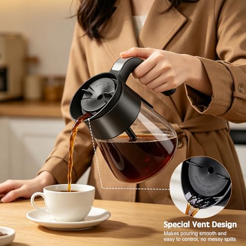 10 Cup Replacement Coffee Pot, Premium Glass Carafe for Ninja Coffee Maker, with Brew-Through Lid and Strong Handle, Fits CM401 CM371 CP301 CM300 CM400 CF091 - My Kitchen Products