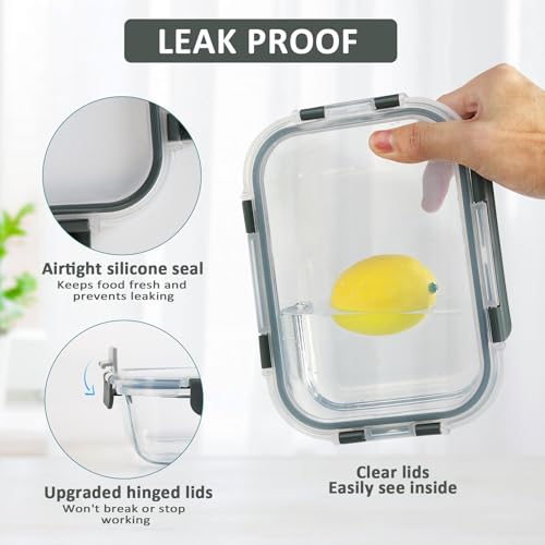 [10-Pack] Glass Meal Prep Containers with Lids, MCIRCO Food Storage Containers with Snap Locking Lids, Airtight Lunch Containers, Microwave, Oven, Freezer and Dishwasher - My Kitchen Products