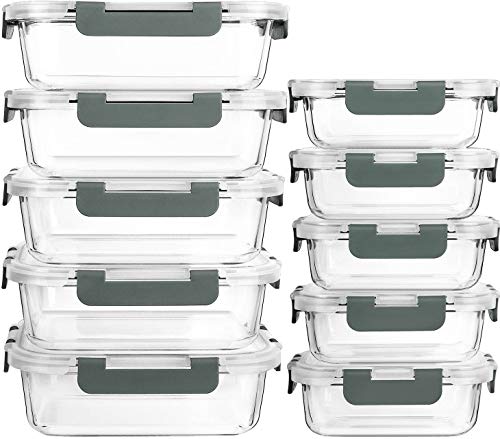[10-Pack] Glass Meal Prep Containers with Lids, MCIRCO Food Storage Containers with Snap Locking Lids, Airtight Lunch Containers, Microwave, Oven, Freezer and Dishwasher - My Kitchen Products