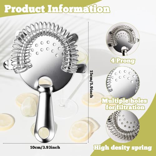 10 Pack Stainless Steel Cocktail Strainer,5 Pcs Cone Shaped Small Fine Mesh Strainer Sieve and 5 Pcs 4-Prong Bar Drink Strainer for Bartender Juice Tea Coffee - My Kitchen Products