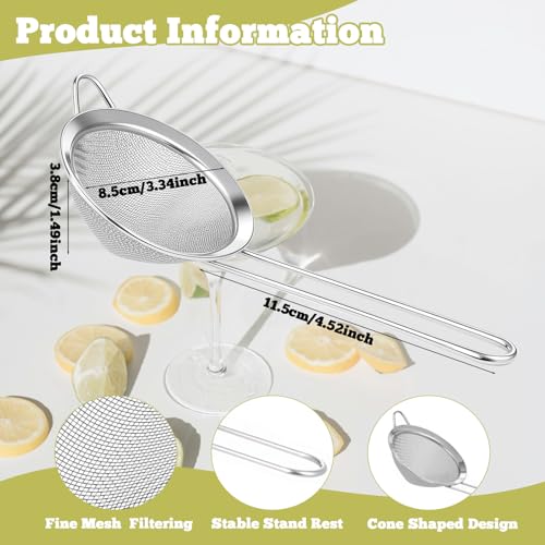 10 Pack Stainless Steel Cocktail Strainer,5 Pcs Cone Shaped Small Fine Mesh Strainer Sieve and 5 Pcs 4-Prong Bar Drink Strainer for Bartender Juice Tea Coffee - My Kitchen Products