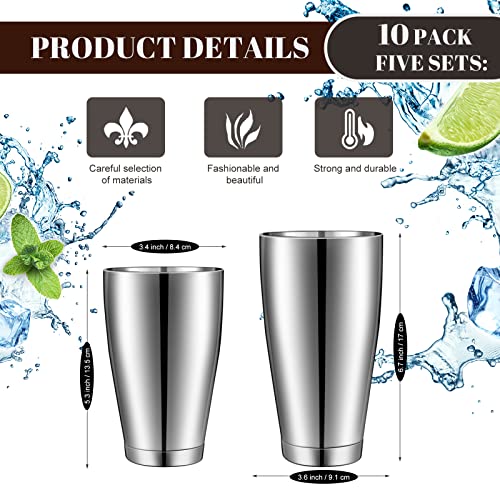 10 Pcs Cocktail Shaker Tin Set, Professional Bar Shaker Boston Cocktail Shakers, Weighted Shake Can, Stainless Steel Martini Shaker Drink Mixer Basic Tools for Bartending and Home Bar - 18oz & 28oz - My Kitchen Products