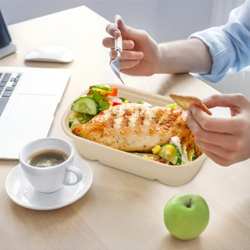 100 Pack 23 Oz Disposable Meal Prep Containers with Lids, Rectangle Paper Bowls with Lids for Salad,Leftovers, Leak-proof To Go Food Box Cardboard Lunch Box Compostable Take Out Food Containers - My Kitchen Products