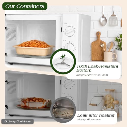 100 Piece (50 Pack) Meal Prep Containers with Lids, 28 oz Cornstarch Food Storage Containers Plant-based Lunch Box for Salad,BPA Free Plastic Take Out Containers Microwave and Freezer Safe - My Kitchen Products