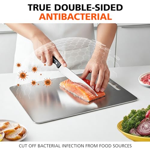 100% Pure Titanium Cutting Boards for Kitchen, Cutting Board Double Sided Food Grade Chopping Boards, Smooth Edge No Hurt, Space Saving Dishwasher Safe, Ideal for Daily Cooking, Cake & Picnic Set of 3 - My Kitchen Products