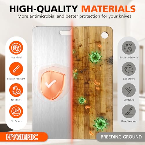 100% Pure Titanium Cutting Boards for Kitchen, Cutting Board Double Sided Food Grade Chopping Boards, Smooth Edge No Hurt, Space Saving Dishwasher Safe, Ideal for Daily Cooking, Cake & Picnic Set of 3 - My Kitchen Products