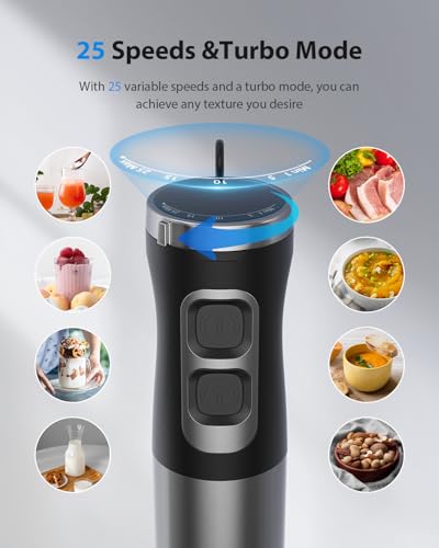 1000W Powerful Immersion Blender Handheld, 2026 New Update Hand Blender with 25-Speed and Heavy-Duty Copper Motor (Silver) - My Kitchen Products