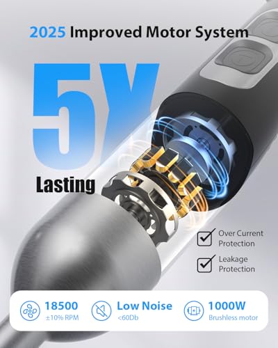 1000W Powerful Immersion Blender Handheld, 2026 New Update Hand Blender with 25-Speed and Heavy-Duty Copper Motor (Silver) - My Kitchen Products