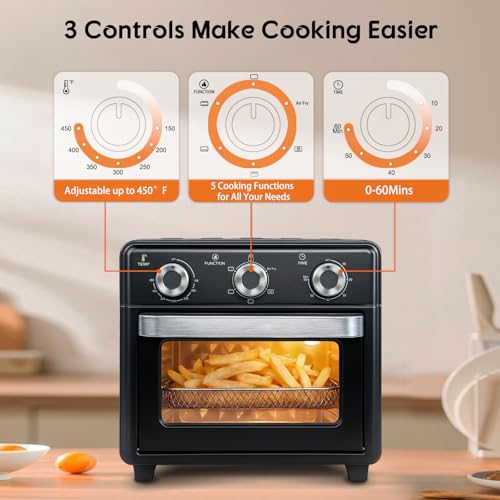 10QT Air Fryer Toaster Oven Combo, 3-Layer Cooking Air Fryer Oven with Visible Window, Countertop Airfryers with 5 in 1 Functions, Cooks 6 Toast slices at once, Compact capacity for small kitchen - My Kitchen Products