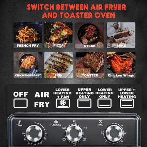 10QT Air Fryer Toaster Oven Combo, 3-Layer Cooking Air Fryer Oven with Visible Window, Countertop Airfryers with 5 in 1 Functions, Cooks 6 Toast slices at once, Compact capacity for small kitchen - My Kitchen Products