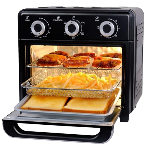 10QT Air Fryer Toaster Oven Combo, 3-Layer Cooking Air Fryer Oven with Visible Window, Countertop Airfryers with 5 in 1 Functions, Cooks 6 Toast slices at once, Compact capacity for small kitchen - My Kitchen Products
