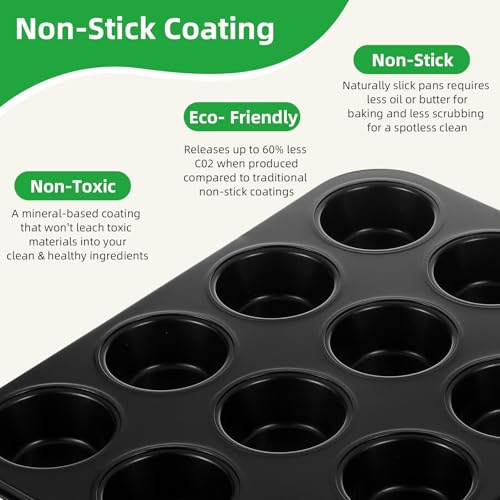 11-Piece Nonstick Baking Pans Set - Professional Grade Carbon Steel Bakeware with Premium Coating- Dishwasher Safe, Stackable, Oven Safe to 450°F (Black) - My Kitchen Products
