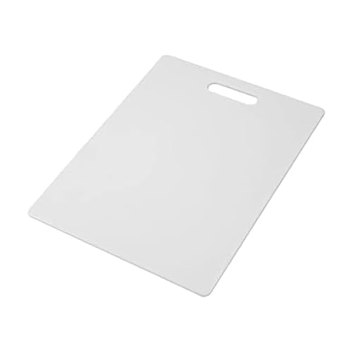 FARBERWARE Large Cutting Board, Dishwasher- Safe Plastic Chopping Board for Kitchen with Easy Grip Handle, 11in by 14in, White