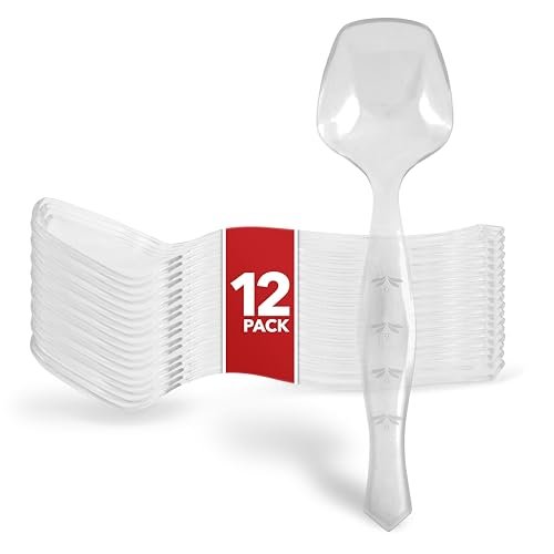 12 Count Clear Plastic Utensils for Catering, Weddings, Holidays, Buffet and Party Use