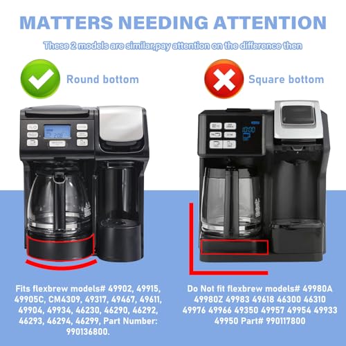 12 Cup Coffee Maker Carafe Replacement Pot Compatible with Hamilton Beach Flexbrew Models: 49902, 49915, 49905C, CM4309, 49317, 49467, 49611, 49904, 49934, 46230, 46290, 46293, Part Number: 990136800 - My Kitchen Products