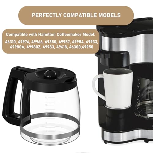 12-Cup Coffee Maker Glass Carafe Replacement Compatible with Hamilton Beach Coffee Maker Models 46310, 49980R, 49976, 49350, 49980A, 49980Z, 49983, 49618, 46300, 49966 1 Pack - My Kitchen Products