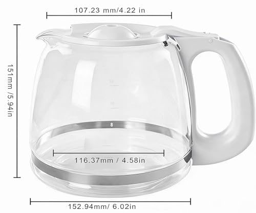 12-Cup Coffee Pot Replacement Carafe Compatible with Black and Decker Coffee Maker Many Models CM1160B/W, CM1050B/W, CM1060B/W, White - My Kitchen Products