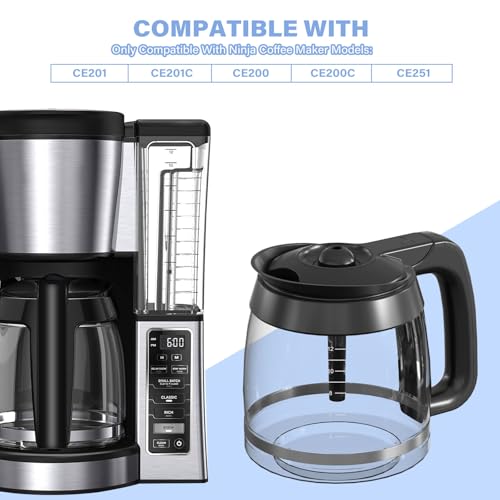 12-Cup Coffee Pot Replacement Carafe Compatible with Ninja Coffee Brewer Maker Models CE251 CE201 CE201C CE200 CE200C Model XGLSLID200 - My Kitchen Products