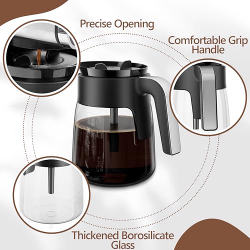 12 Cup Coffee Pot Replacement Compatible with Ninja Coffee Maker CFP101 CFP201 CFP301 CFN601 CFP307 CFN602 CM400 CM401 CF090, Glass Carafe for Ninja with Brew-Through Lid, BPA Free, Dishwasher Safe - My Kitchen Products