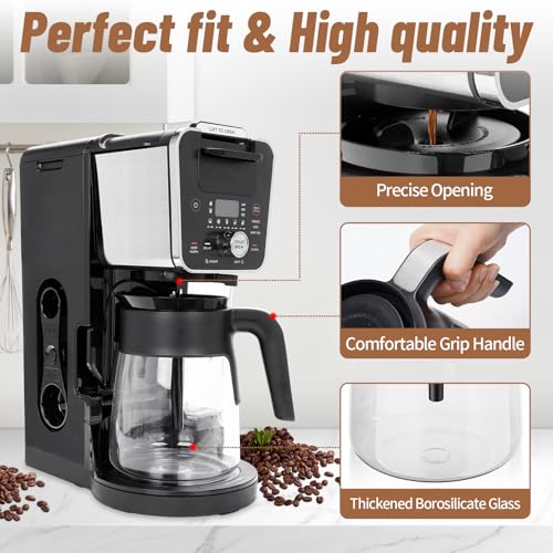 12 Cup Coffee Pot Replacement for Ninja Coffee Maker CFP101 CFP201 CFP301 CFN601 CFP250A CFP300 CFP307, Glass Carafe Replacement with Brew-Through Lid, Ninja Coffee Pot Replacement with Sturdy Handle - My Kitchen Products