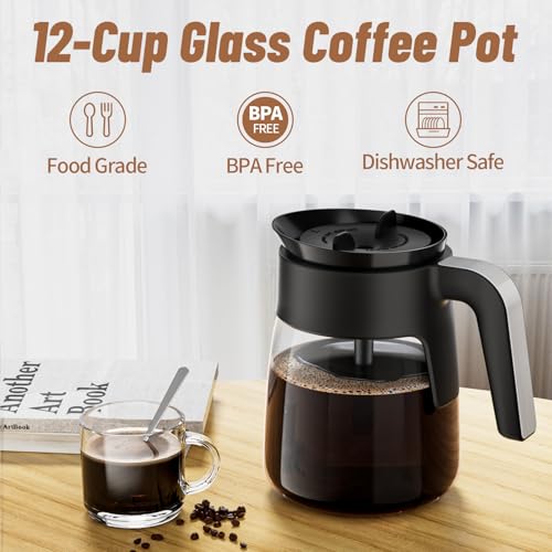 12 Cup Coffee Pot Replacement for Ninja Coffee Maker CFP101 CFP201 CFP301 CFN601 CFP250A CFP300 CFP307, Glass Carafe Replacement with Brew-Through Lid, Ninja Coffee Pot Replacement with Sturdy Handle - My Kitchen Products