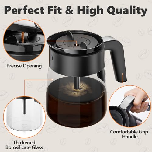 12 Cup Coffee Pot Replacement for Ninja Coffee Maker CFP101 CFP201 CFP301 CFP250A CFP300 CFP305 CFP307 CM400 CM401 CFN601 CF090 CF091 CF092, Glass Carafe for Ninja with Brew-Through Lid - My Kitchen Products