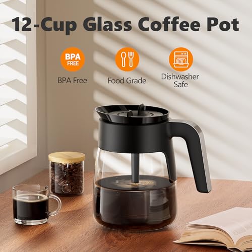 12 Cup Coffee Pot Replacement for Ninja Coffee Maker CFP101 CFP201 CFP301 CFP250A CFP300 CFP305 CFP307 CM400 CM401 CFN601 CF090 CF091 CF092, Glass Carafe for Ninja with Brew-Through Lid - My Kitchen Products