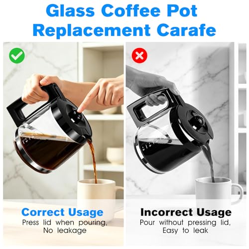 12-Cup Glass Carafe Pot Replacement Hamilton-Beach Coffee Carafe Pot 46310 49980A 49980Z 49976 49966 49350 49957 49954 49933 49983 49618 46300 49950 with Coffee Spoon 12 Cup Coffee Pot - My Kitchen Products