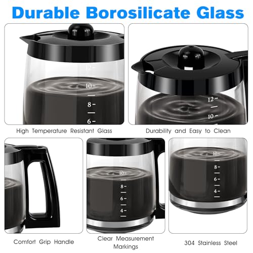 12-Cup Glass Carafe Pot Replacement Hamilton-Beach Coffee Carafe Pot 46310 49980A 49980Z 49976 49966 49350 49957 49954 49933 49983 49618 46300 49950 with Coffee Spoon 12 Cup Coffee Pot - My Kitchen Products
