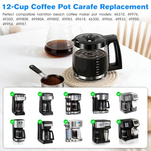 12-Cup Glass Carafe Pot Replacement Hamilton-Beach Coffee Carafe Pot 46310 49980A 49980Z 49976 49966 49350 49957 49954 49933 49983 49618 46300 49950 with Coffee Spoon 12 Cup Coffee Pot - My Kitchen Products
