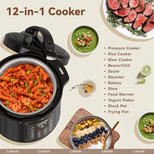 12-in-1 Electric Pressure Cooker 8 Quart, 1200W olla de presion Multi-Cooker with Stainless Steel Pot, Slow Rice Cooker, Saute, Steamer, Yogurt & Food Warmer, Delay Timer, Black - My Kitchen Products