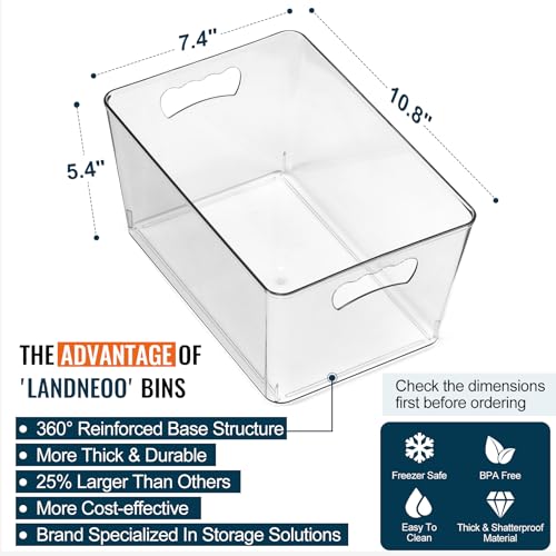 12 PACK LARGE Clear Storage Bins with Handles & Labels, Multiuse Plastic Pantry Organizer Bins for Home Kitchen, Fridge, Freezer, Cabinet, Closet, Bathroom, Shelf, Laundry, RV, Under Sink Organization - My Kitchen Products