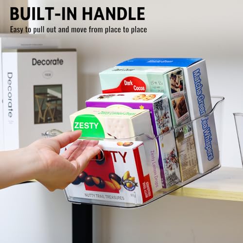 12 PACK Multiuse Clear Plastic Storage Bins for Organizing w/ Labels - Home, Kitchen, Bathroom, Office, Pantry Cabinet Shelf Organizer Bins - SOHO Collection, RV, Fridge Organization Containers - My Kitchen Products