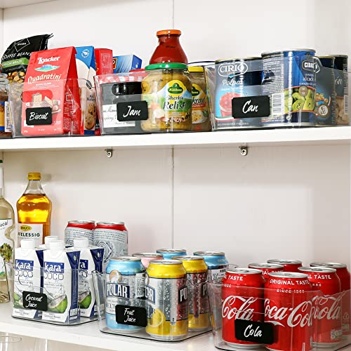 12 PACK Multiuse Clear Plastic Storage Bins for Organizing w/ Labels - Home, Kitchen, Bathroom, Office, Pantry Cabinet Shelf Organizer Bins - SOHO Collection, RV, Fridge Organization Containers - My Kitchen Products