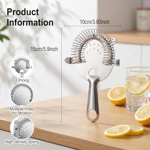 12-Piece Stainless Steel Cocktail Strainer Set，6 Fine Mesh Cone Sieves & 6 Four-Prong Hawthorne Strainers for Professional Bartending, Tea, Coffee, and Juice Filtering - My Kitchen Products