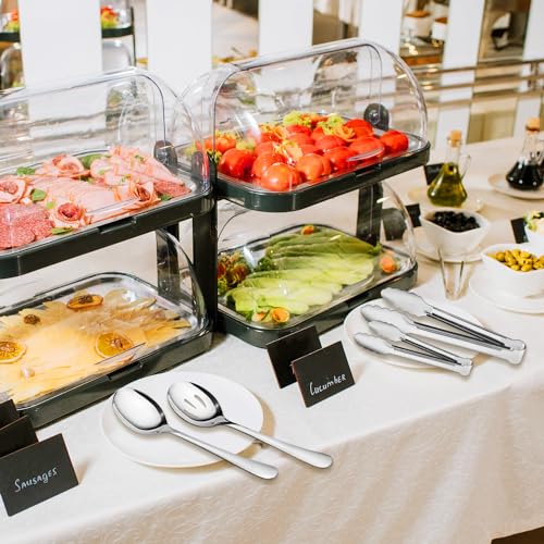12PCS Stainless Steel Serving Utensils Sets - Large Serving Spoons,Slotted Spoons,Serving Tongs,Appetizer Tongs,Utensills Sets for Buffet Catering Banquet Party (Silver) - My Kitchen Products