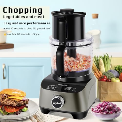 14 Cup Large Food Processor, XL Bowl, Large Chute for Blending, Mixing, Shredding, and Slicing, Meat and Vegetable Chopping, Doughing, All in One for kitchen,4 Speeds, 600W - My Kitchen Products